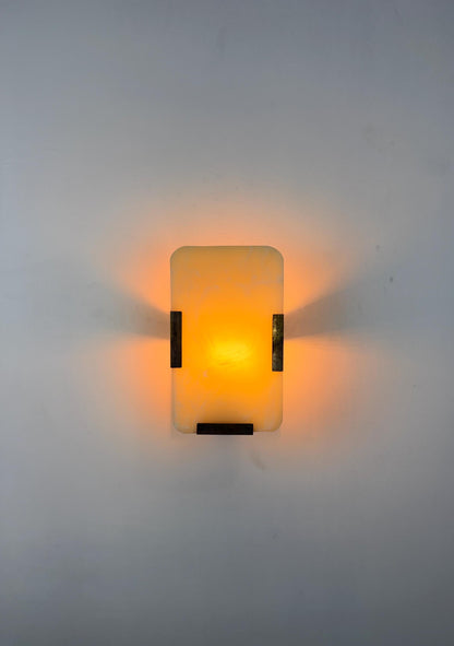 Natural Onyx Rectangular Wall Sconce - 10" x 6" - E12/E14 Compatible - optimized image