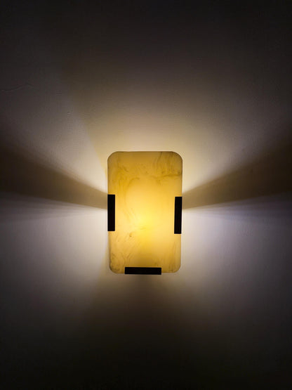 Natural Onyx Rectangular Wall Sconce - 10" x 6" - E12/E14 Compatible - optimized image