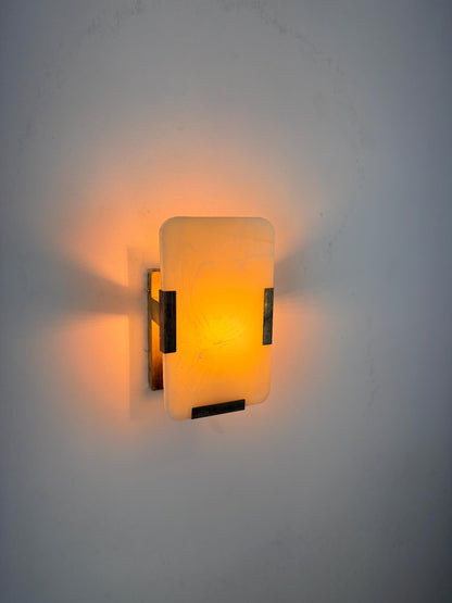 Natural Onyx Rectangular Wall Sconce - 10" x 6" - E12/E14 Compatible - optimized image