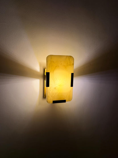 Natural Onyx Rectangular Wall Sconce - 10" x 6" - E12/E14 Compatible - optimized image