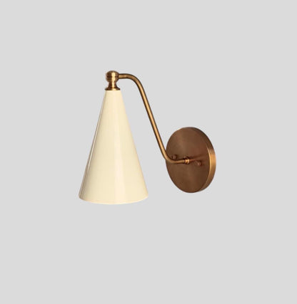 Handmade Brass Wall Sconce: Ivory Cone Shade, Wall Lamp - Frost Lights
