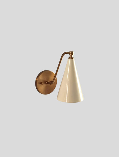 Elegant Brass Wall Sconce With Soft Ivory Cone Design | Frost Lights