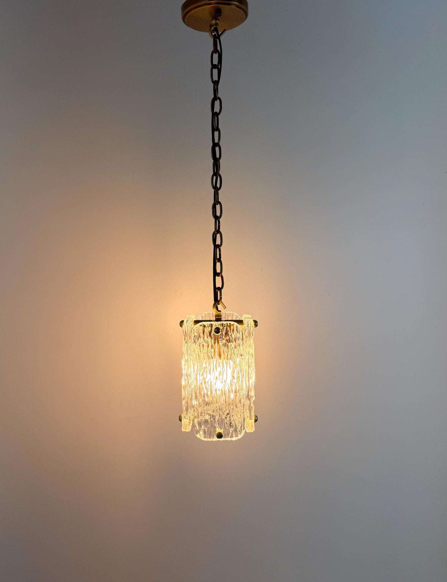 Textured Glass Brass Pendant Light