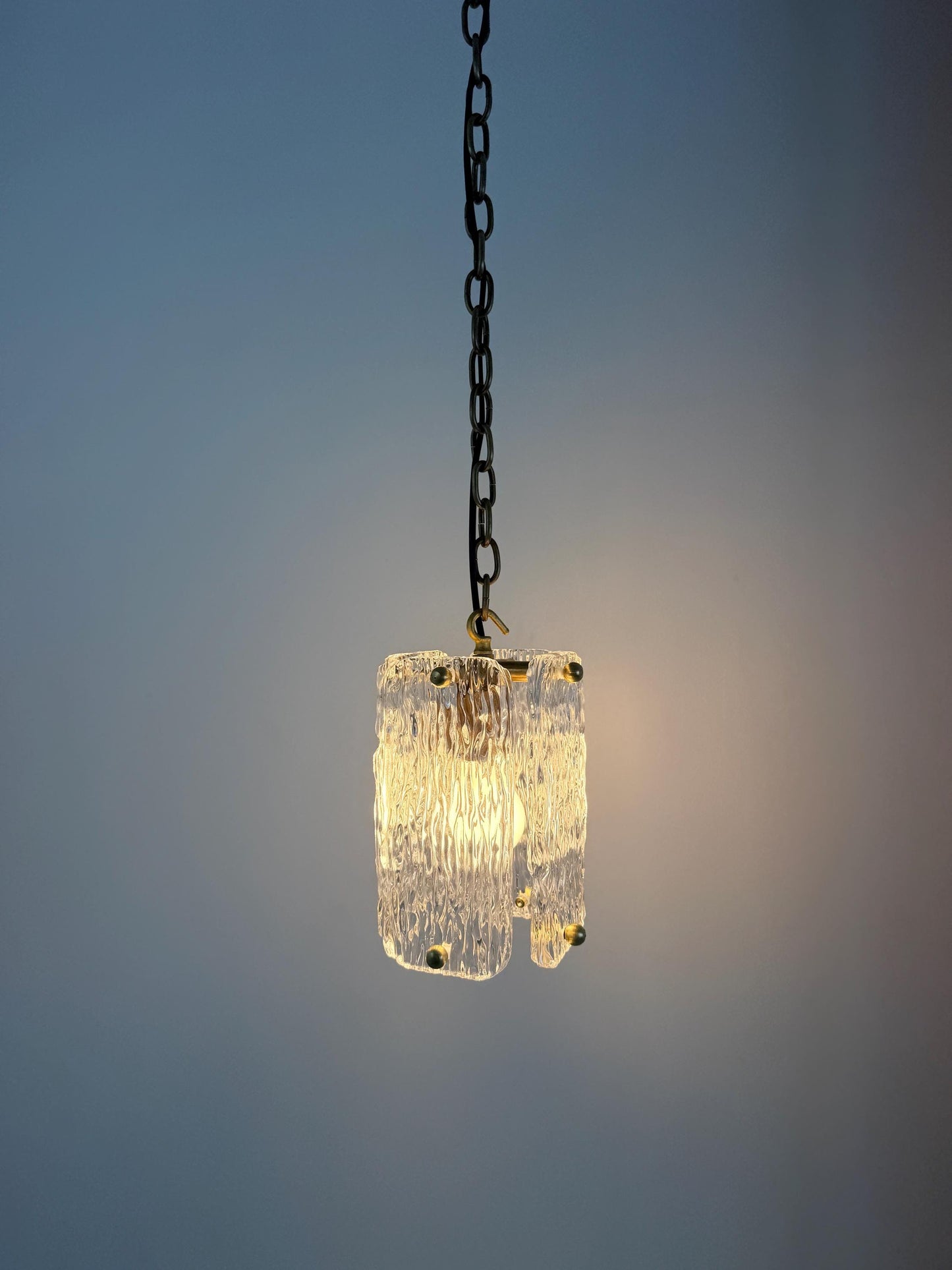 Textured Glass Brass Pendant Light