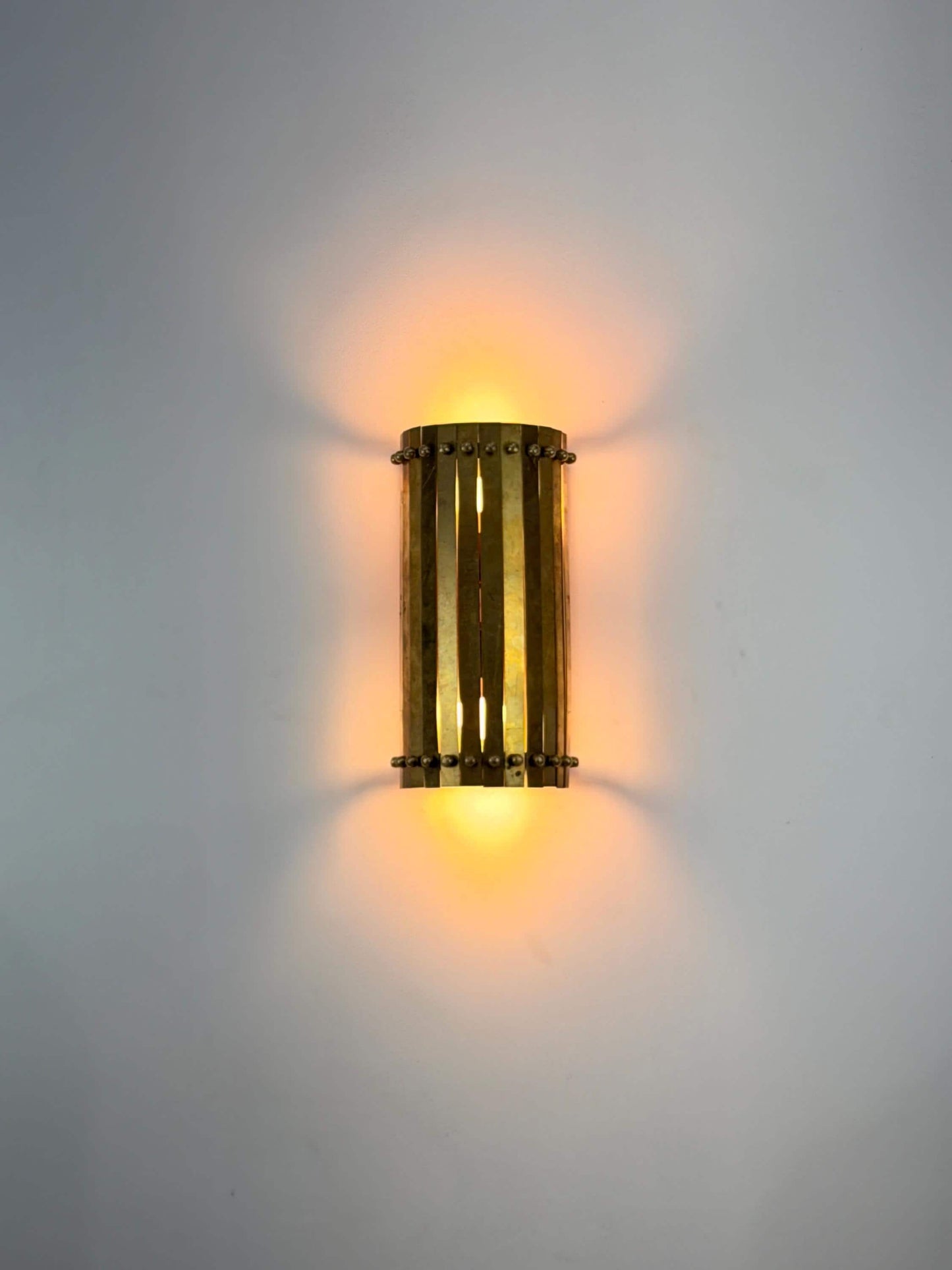 Riveted Brass Wall Sconce Handmade Modern Brass Light Fixture for Bedroom, Hallway, Bathroom & Entryway Decor