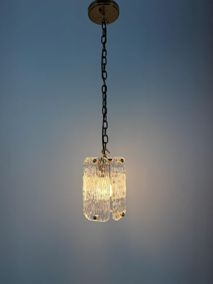 Textured Glass Brass Pendant Light