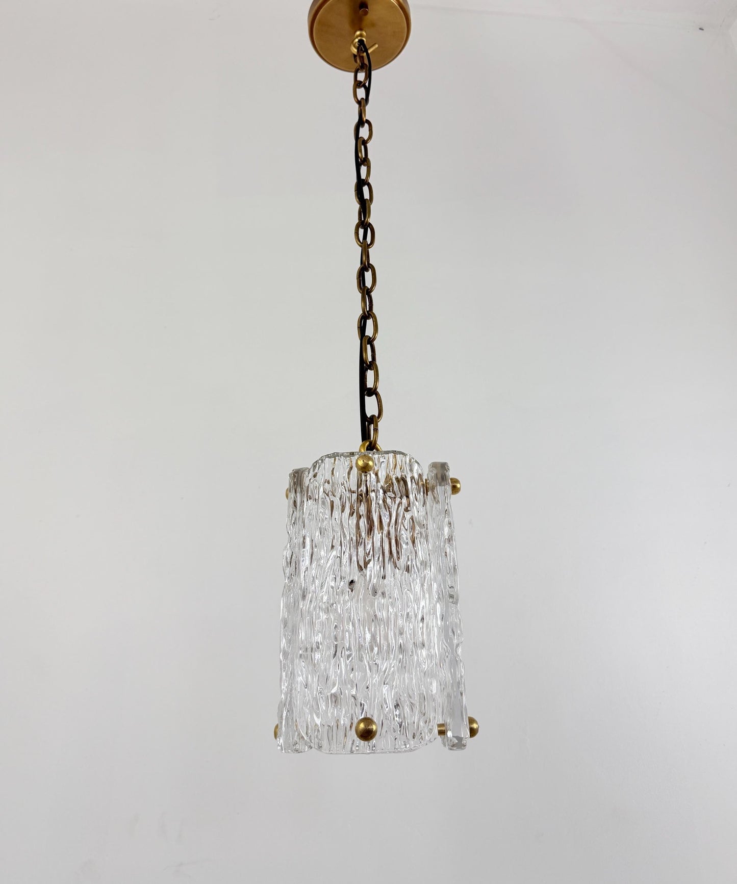 Textured Glass Brass Pendant Light
