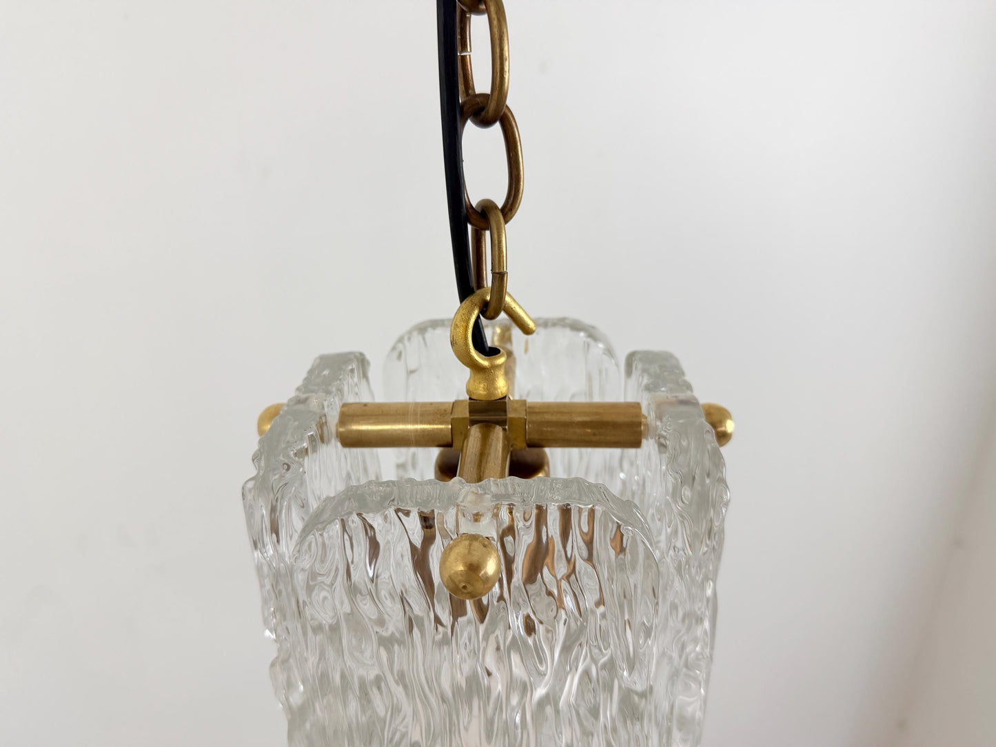 Textured Glass Brass Pendant Light