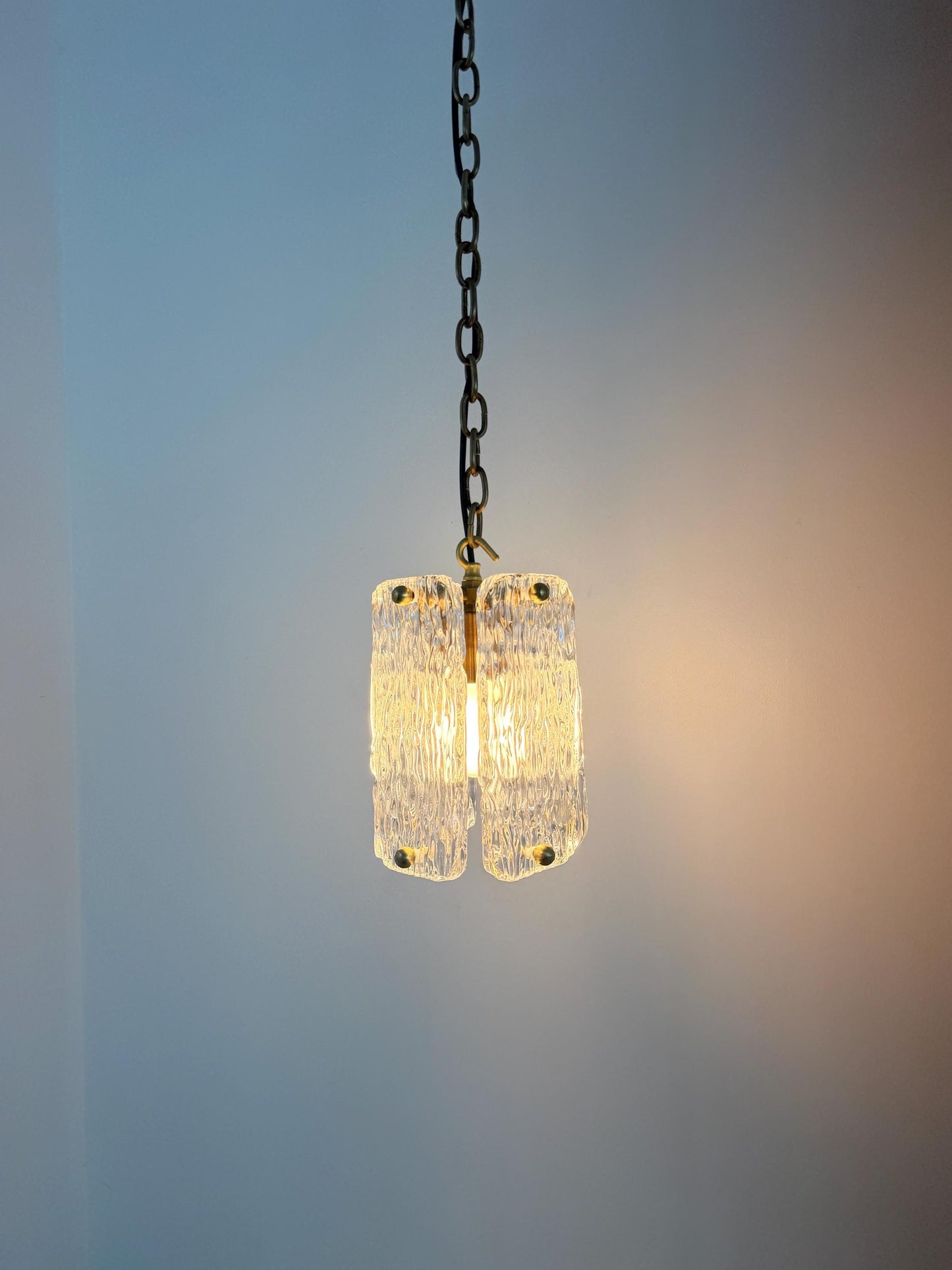 Textured Glass Brass Pendant Light