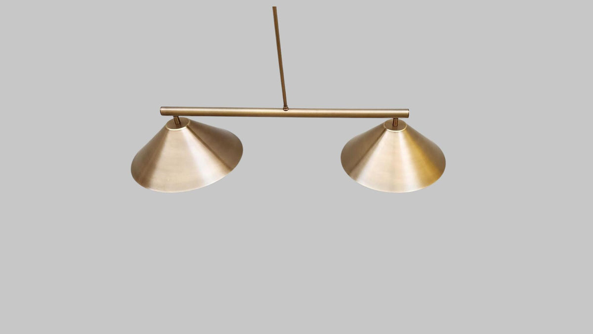 Italian Inspired Brass Chandelier – Dual Light Sputnik Statement Fixture - optimized image