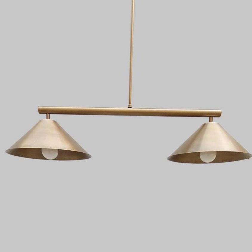 Italian Inspired Brass Chandelier – Dual Light Sputnik Statement Fixture - optimized image