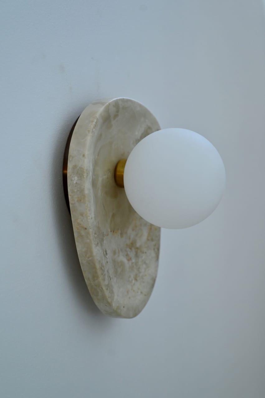 Luxury Brass Wall Lamp With Stone Backplate | Frost Lights