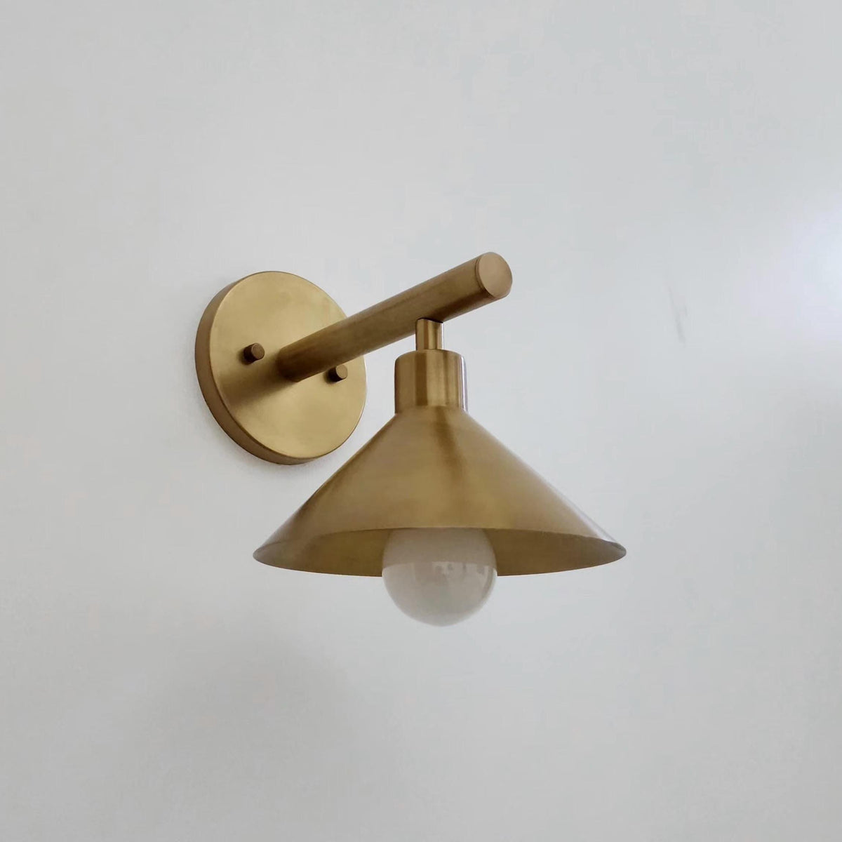 Mid Century Brass Cone Wall Light Fixture | Frost Lights