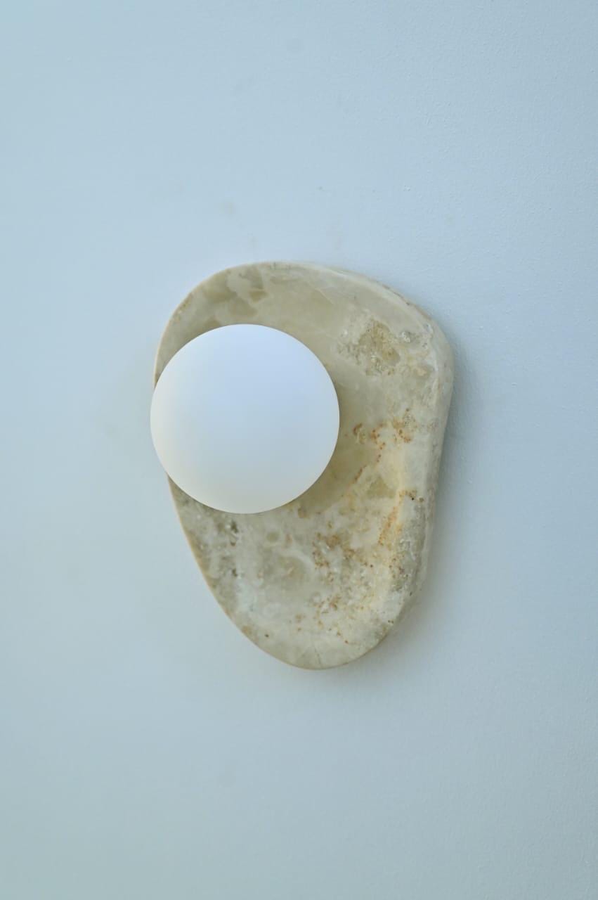 Mid Century Brass Marble Wall Light | Frost Lights