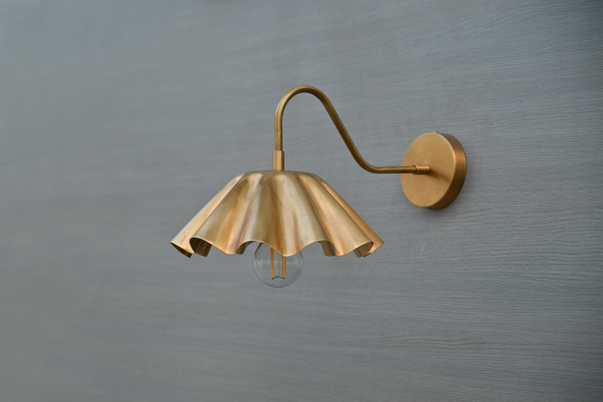 Mid-Century Brass Wall Sconce With Fluted Design | Frost Lights