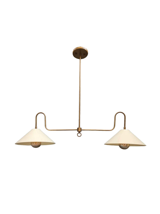 Mid-Century Modern Double-Light Sputnik Chandelier – Handcrafted Solid Brass Fixture - optimized image