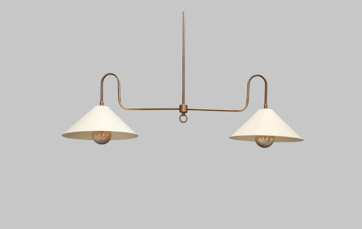 Mid-Century Modern Double-Light Sputnik Chandelier – Handcrafted Solid Brass Fixture - optimized image