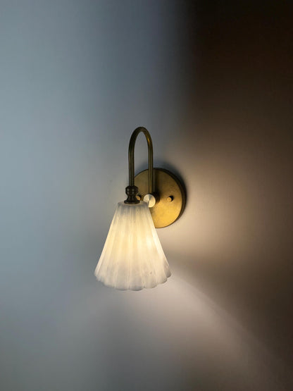Modern Alabaster Brass Wall Light For Luxury Bathroom Interior | Frost Lights
