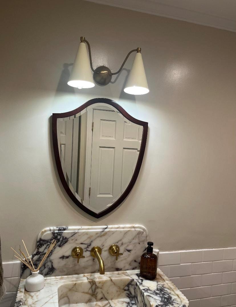 Modern Brass Accent Light With Double Cone Shades | Frost Lights