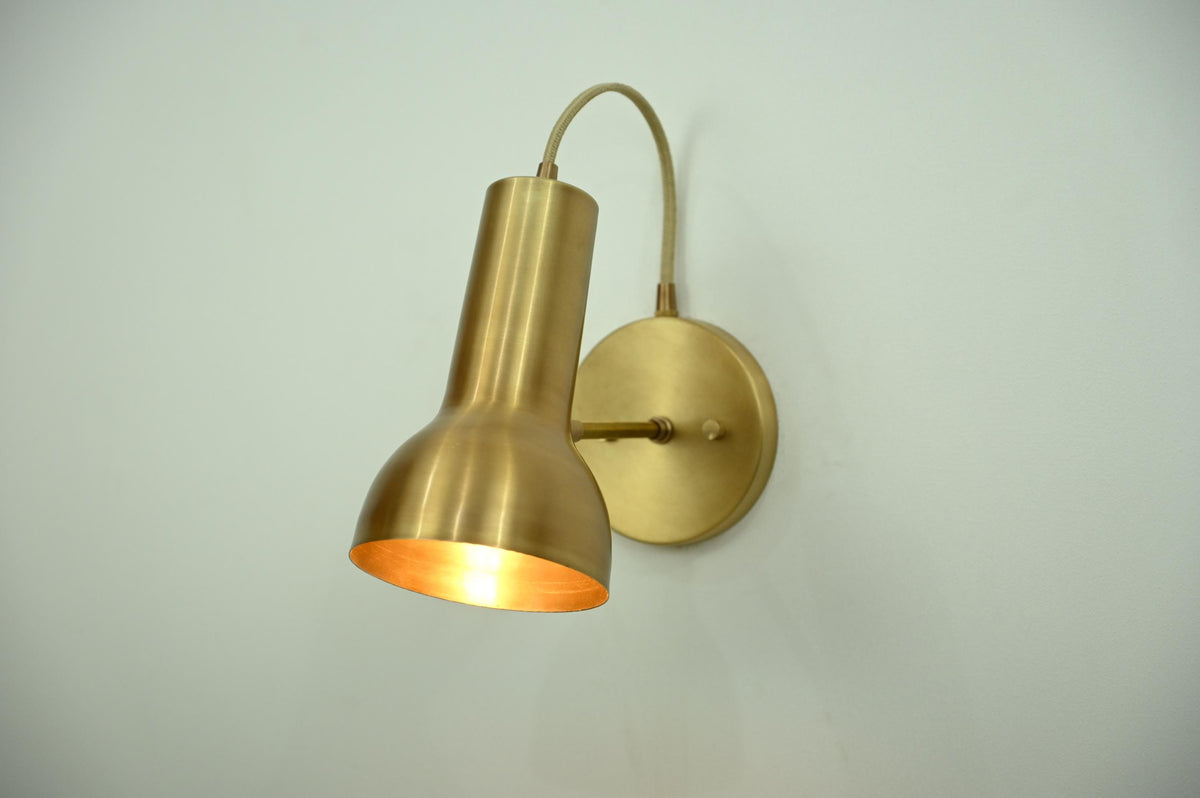 Modern Brass Gooseneck Wall Sconce – Adjustable Mid Century Reading Lamp - optimized image