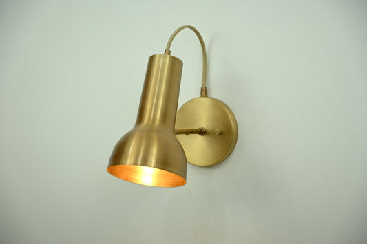 Modern Brass Gooseneck Wall Sconce – Adjustable Mid Century Reading Lamp - optimized image