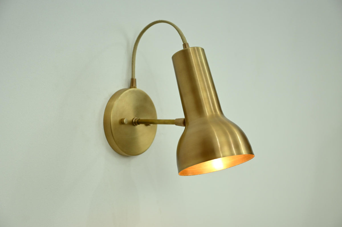 Modern Brass Gooseneck Wall Sconce – Adjustable Mid Century Reading Lamp - optimized image