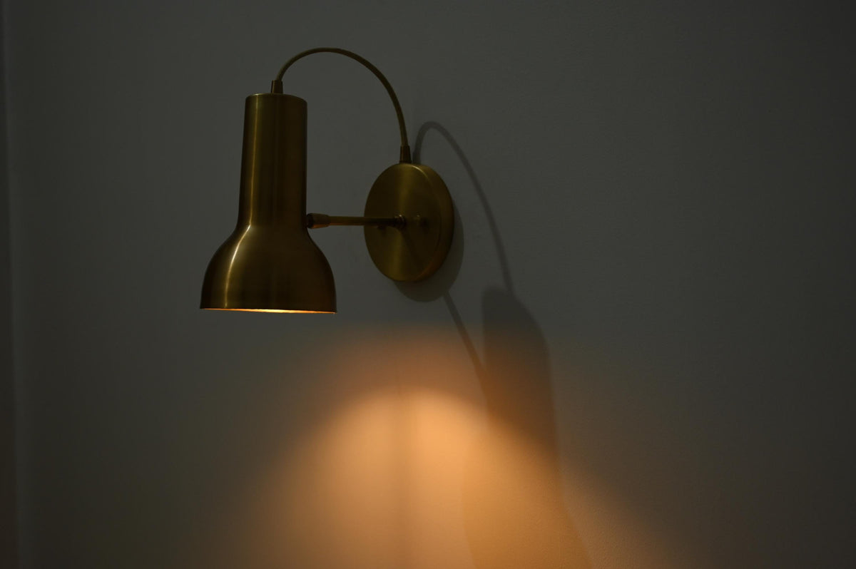Modern Brass Gooseneck Wall Sconce – Adjustable Mid Century Reading Lamp - optimized image