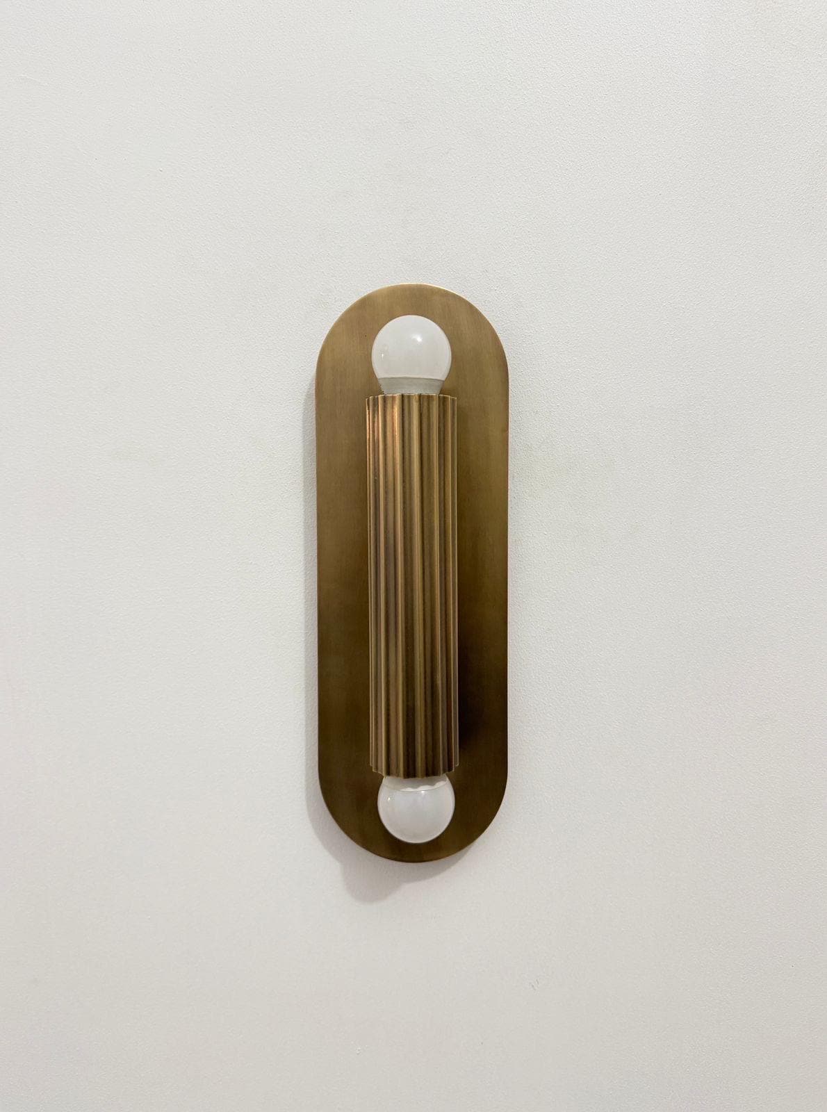 Modern Fluted Brass Wall Sconce | Mid Century Handmade Lamp | Luxury Vanity Light -  - Frost Lightsimage