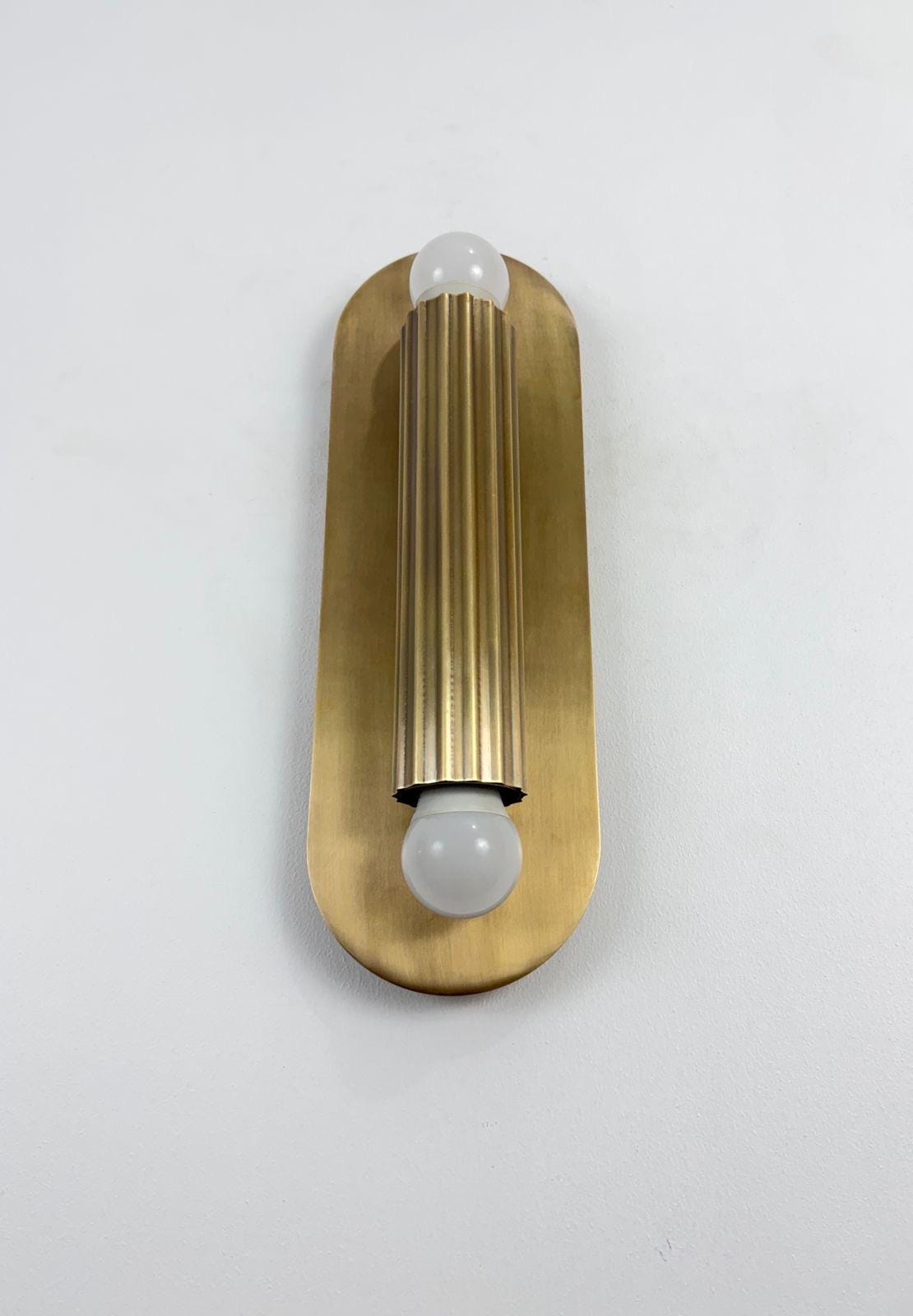 Modern Fluted Brass Wall Sconce | Mid Century Handmade Lamp | Luxury Vanity Light - optimized image