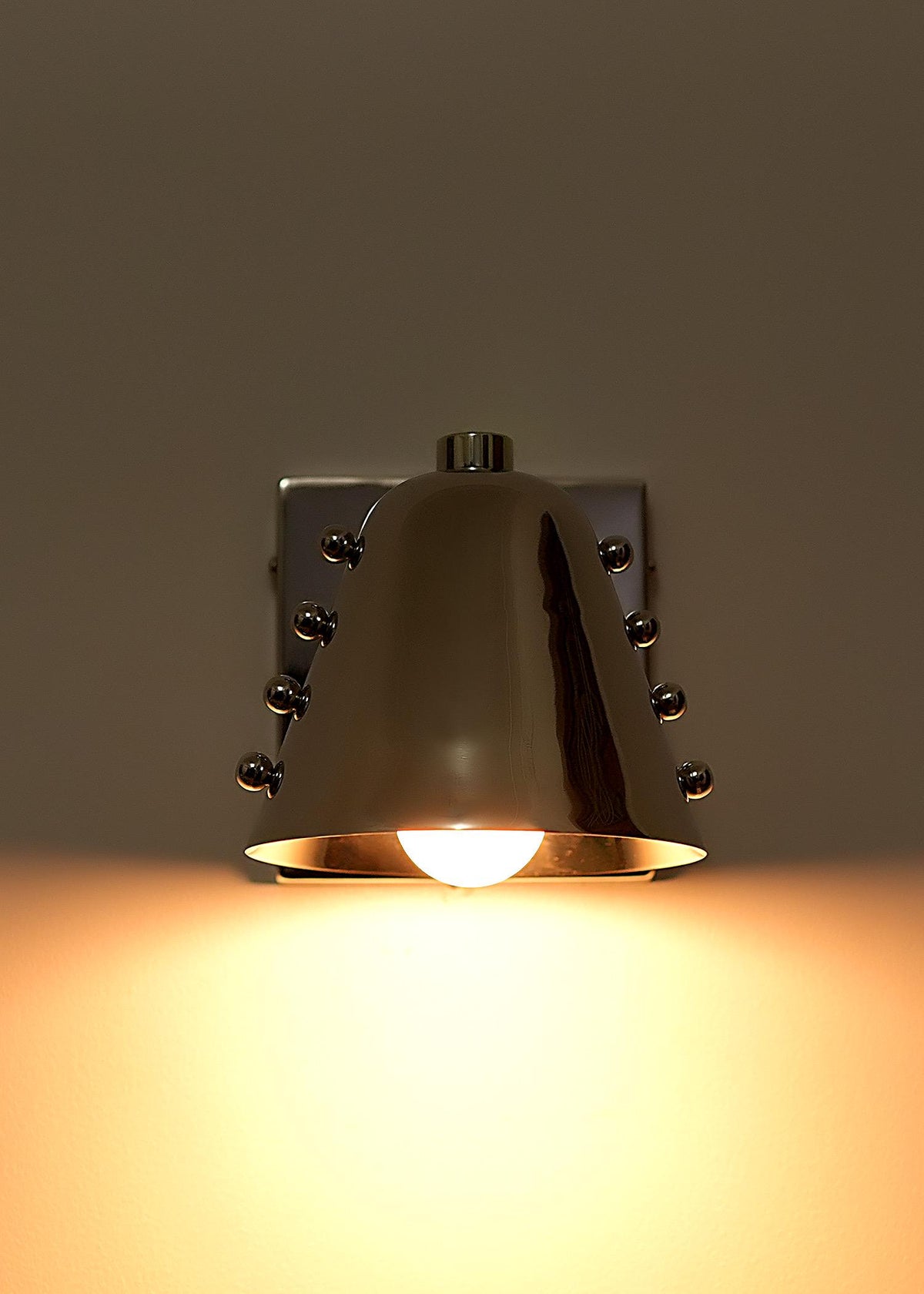 Polished Chrome Cone Wall Sconce – Mid-Century Rivet Design - optimized image