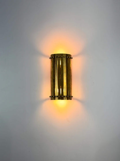 Riveted Brass Wall Sconce Handmade Modern Brass Light Fixture for Bedroom, Hallway, Bathroom & Entryway Decor - Frost Lights