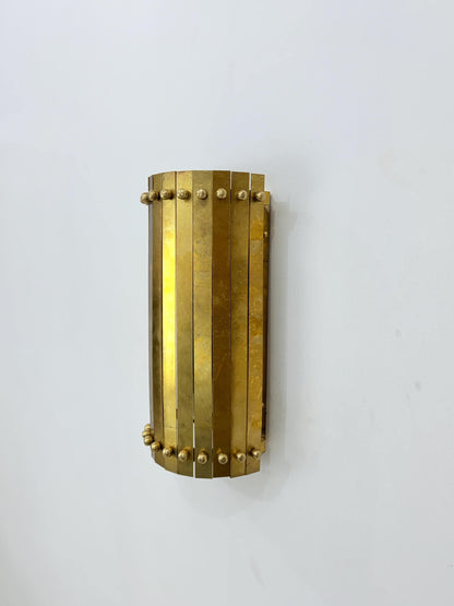 Riveted Brass Wall Sconce Handmade Modern Brass Light Fixture for Bedroom, Hallway, Bathroom & Entryway Decor - optimized image