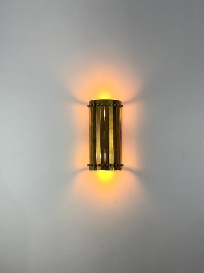 Riveted Brass Wall Sconce Handmade Modern Brass Light Fixture for Bedroom, Hallway, Bathroom & Entryway Decor - optimized image