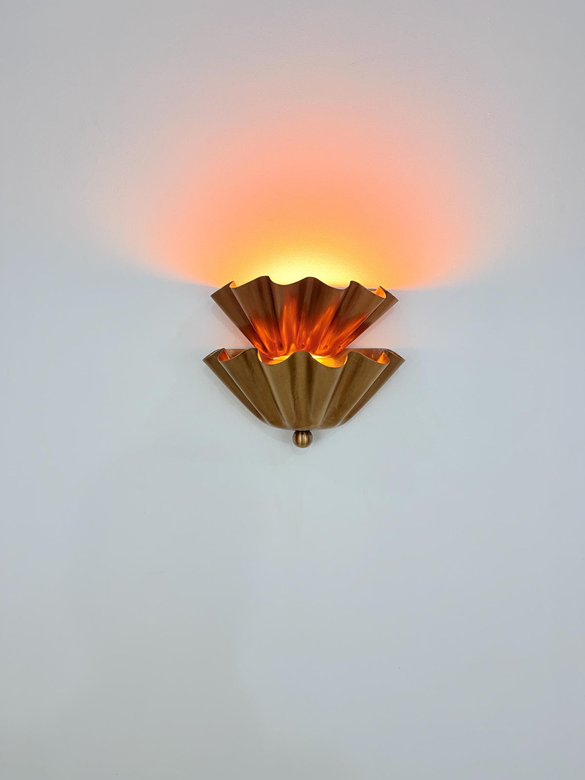 Scalloped Brass Half Flower Wall Sconce Handmade Shell Wall Light Fixture for Bedroom, Hallway, Bathroom & Entryway Decor - optimized image