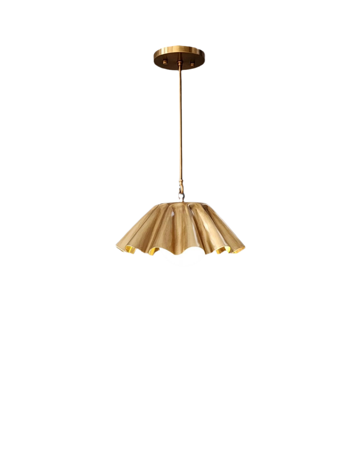 Scalloped Brass Pendant Light, Hanging | Frost Lights