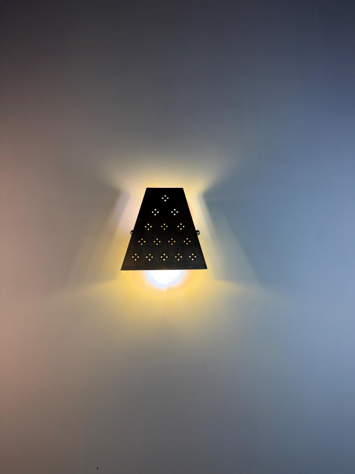 Triangular Metal Star Lantern Wall Sconce | Antique Chrome Brass Wall Lamp