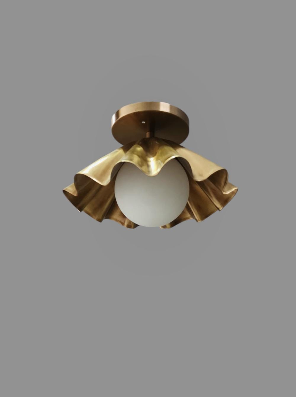 Vintage Brass Flush Mount Ceiling Fixture | Frost Lights